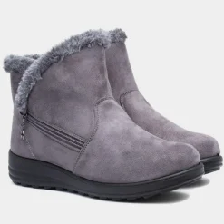 Cushion Walk Olivia Womens Grey Faux Fur Boot