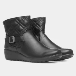 Cushion Walk Queenie Womens Black Wedge Ankle Boot