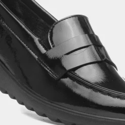 Cushion Walk Sally Womens Black Patent Wedge Shoe