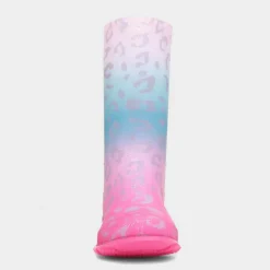 Dew Girl Multi Coloured Pastel Leopard Print Welly