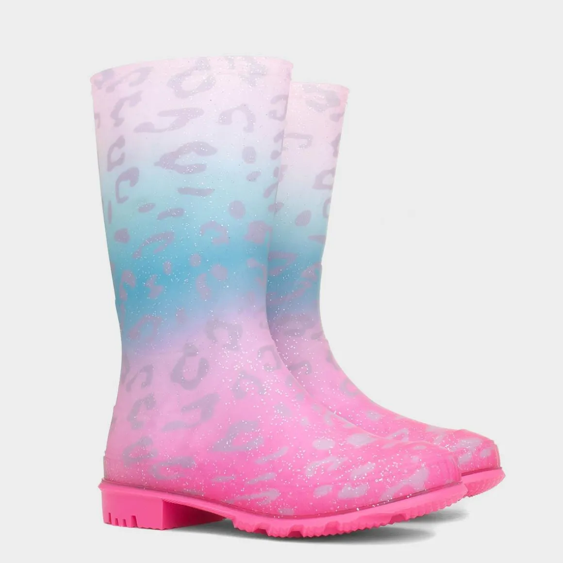 Dew Girl Multi Coloured Pastel Leopard Print Welly