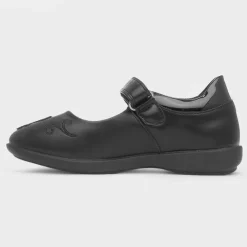 Disney Frozen Girls Black Easy Fasten School Shoe