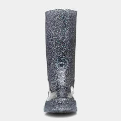 Flurry Girls Black Glitter Welly