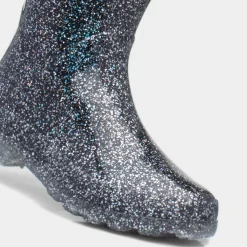 Flurry Girls Black Glitter Welly