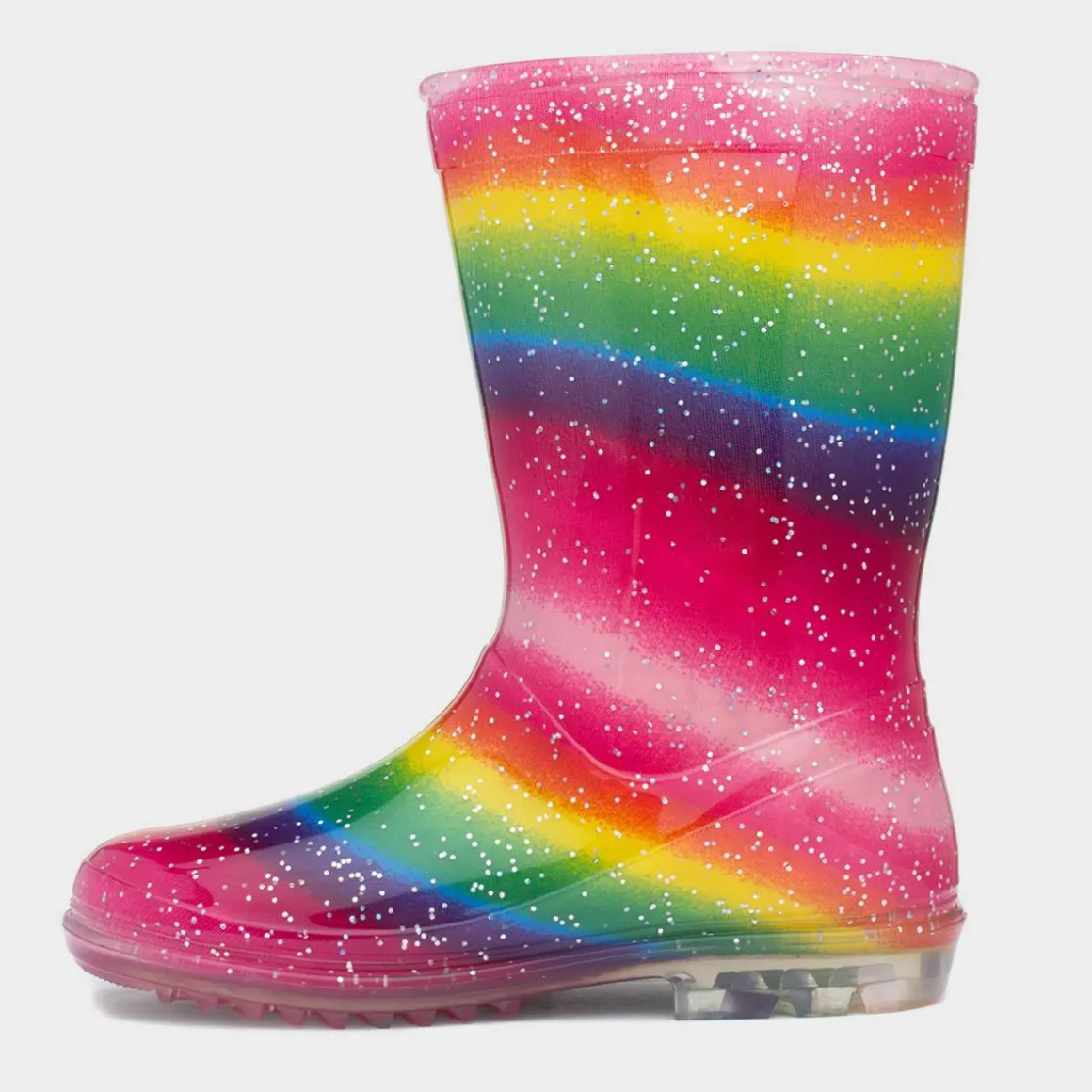 Girls Multi Rainbow Glitter Welly