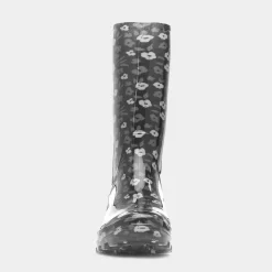 Haze Womens Black Flower Print Welly