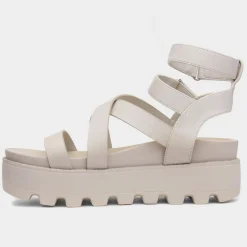 Heart Cynthia Womens Beige Strappy Chunky Sandal