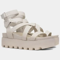 Heart Cynthia Womens Beige Strappy Chunky Sandal