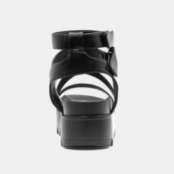 Heart Cynthia Womens Black Strappy Chunky Sandal