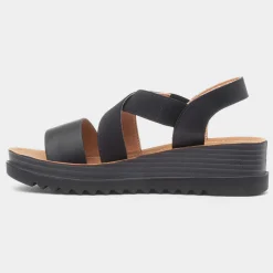 Heavenly Feet Abel Womens Black Wedge Sandal