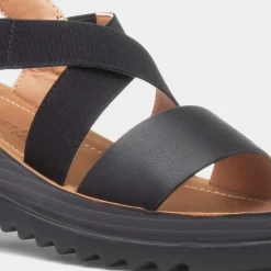 Heavenly Feet Abel Womens Black Wedge Sandal