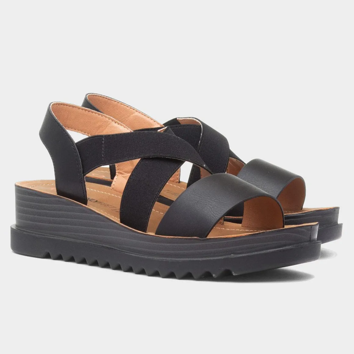 Heavenly Feet Abel Womens Black Wedge Sandal