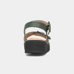 Heavenly Feet Alberta Womens Green Buckle Sandal