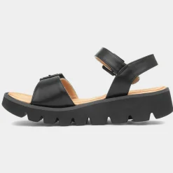 Heavenly Feet Alberta Womens Black Buckle Sandal
