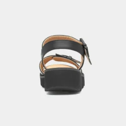 Heavenly Feet Alberta Womens Black Buckle Sandal