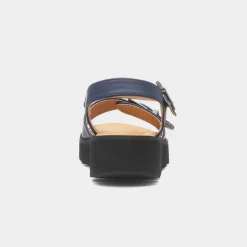 Heavenly Feet Alberta Womens Navy Buckle Sandal