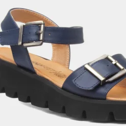 Heavenly Feet Alberta Womens Navy Buckle Sandal