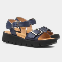 Heavenly Feet Alberta Womens Navy Buckle Sandal
