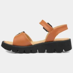 Heavenly Feet Alberta Womens Tan Buckle Sandal