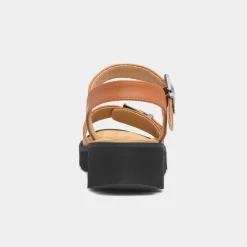 Heavenly Feet Alberta Womens Tan Buckle Sandal