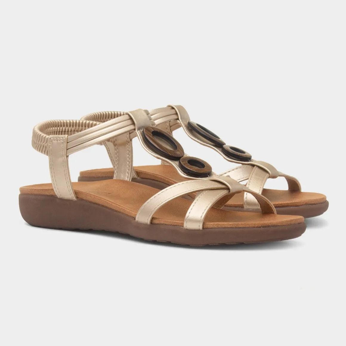 Heavenly Feet Alison Womens Gold Sandal