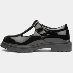 Heavenly Feet Blossom Girls Black T-Bar Shoe