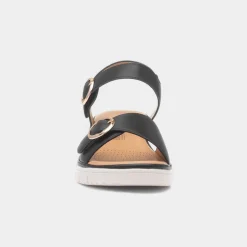 Heavenly Feet Concord Womens Black Wedge Sandal