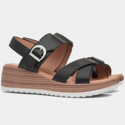 Heavenly Feet Destiny Womens Black Wedge Sandal
