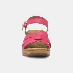 Heavenly Feet Dizzy Womens Pink Wedge Sandal