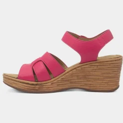 Heavenly Feet Dizzy Womens Pink Wedge Sandal