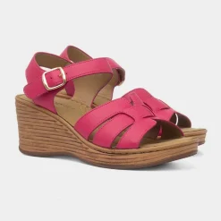 Heavenly Feet Dizzy Womens Pink Wedge Sandal