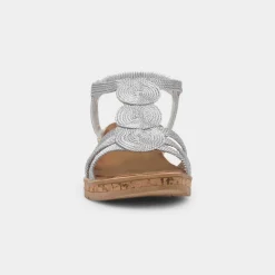 Heavenly Feet Glynis Womens Silver Wedge Sandal