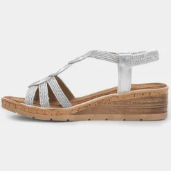 Heavenly Feet Glynis Womens Silver Wedge Sandal