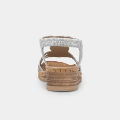 Heavenly Feet Glynis Womens Silver Wedge Sandal
