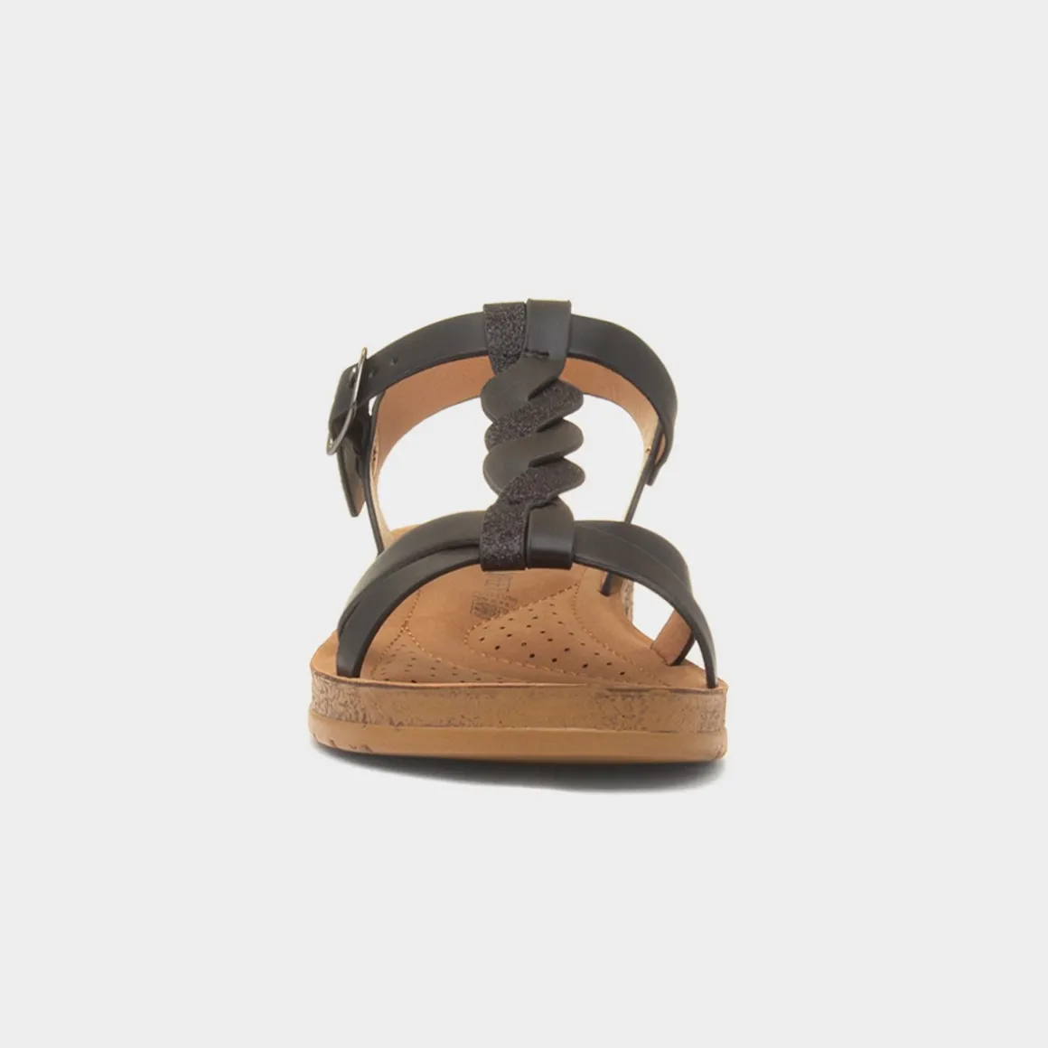 Heavenly Feet Hay Womens Black Wedge Sandal