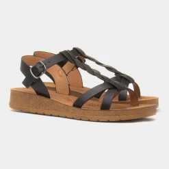 Heavenly Feet Hay Womens Black Wedge Sandal