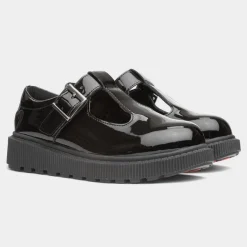 Heavenly Feet Holly Girls Black Patent T-Bar Shoe