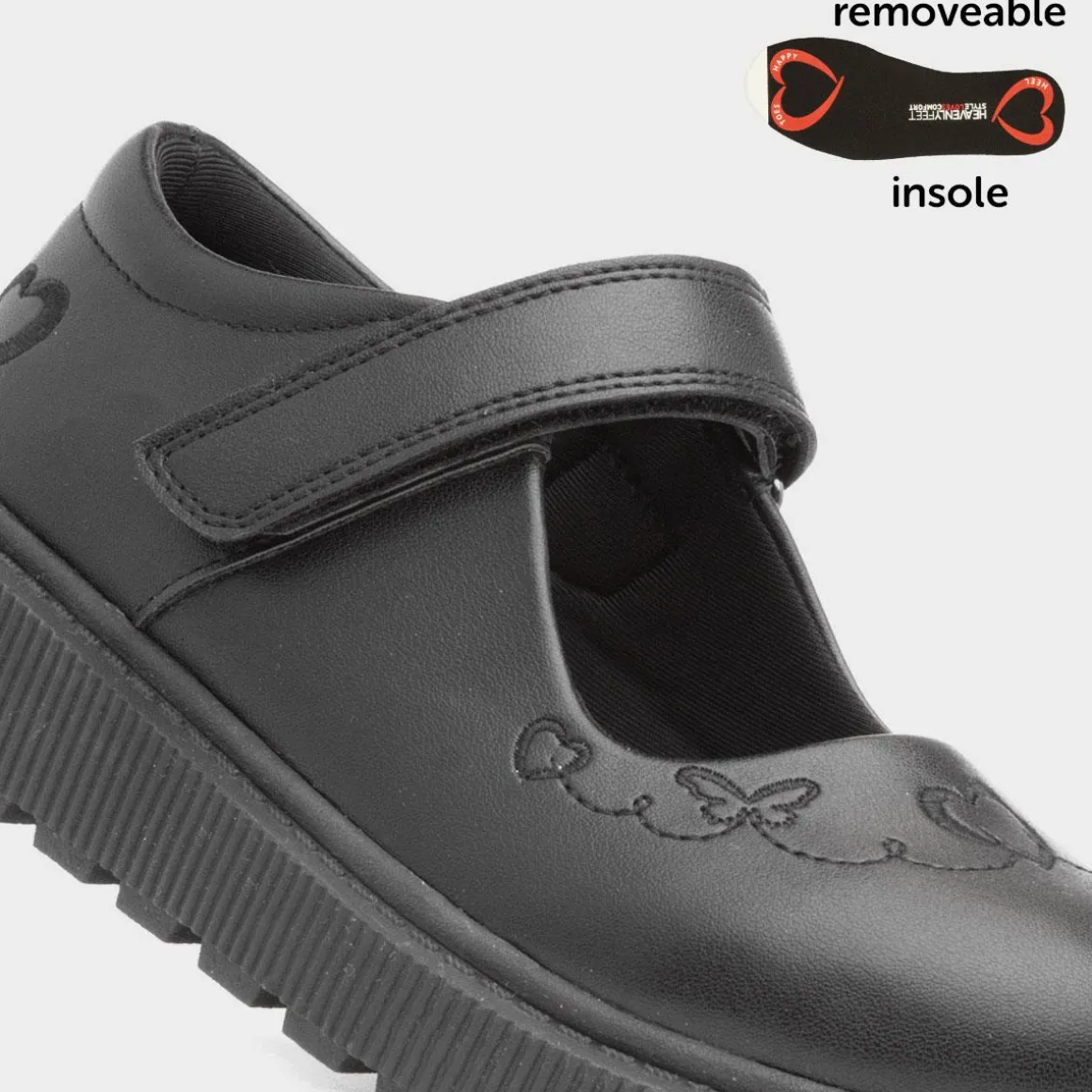 Heavenly Feet Iris Girls Black School Shoe