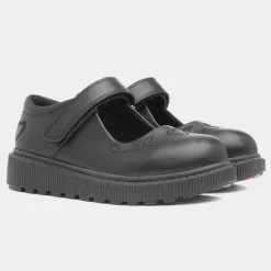 Heavenly Feet Iris Girls Black School Shoe