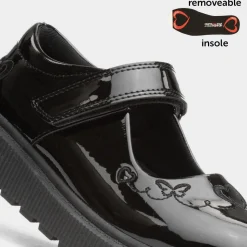 Heavenly Feet Iris Girls Black Patent School Shoe
