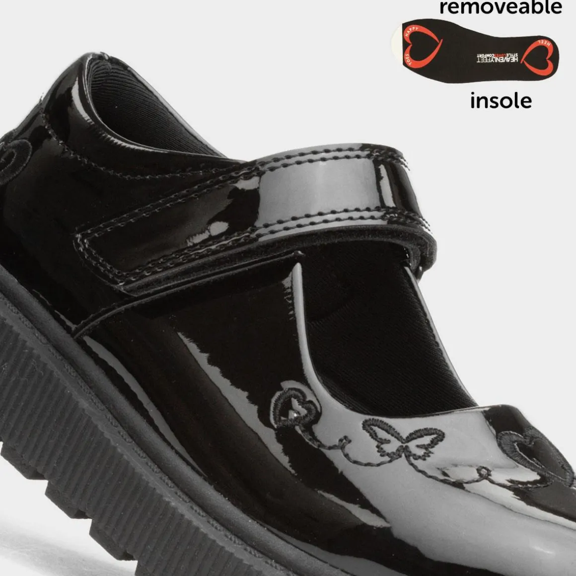 Heavenly Feet Iris Girls Black Patent School Shoe