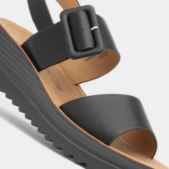 Heavenly Feet Pistachio Womens Black Wedge Sandal