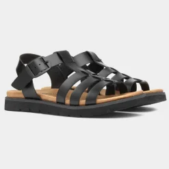 Heavenly Feet Saltwater Womens Black Sandals