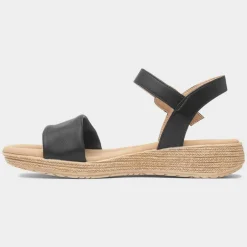 Heavenly Feet Sara Womens Black Sandal