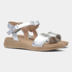 Heavenly Feet Sara Womens Silver Sandal