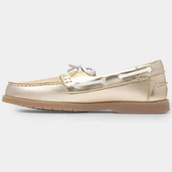 Heavenly Feet Shelly Womens Light Gold Boat Shoe