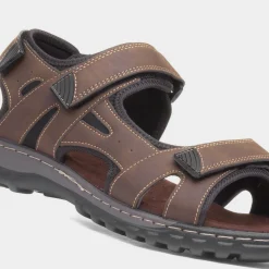 Hobos Edwin Mens Brown Easy Fasten Sandal