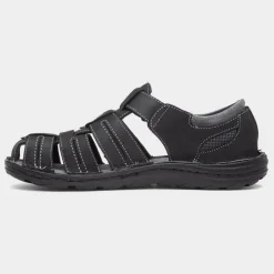 Hush Puppies Albert Mens Black Fisherman Sandal
