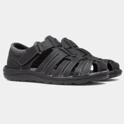 Hush Puppies Albert Mens Black Fisherman Sandal