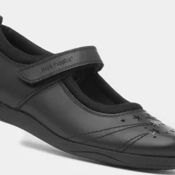 Hush Puppies Amber Girls Black Leather Shoe